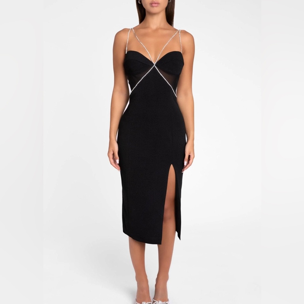 Heiress Beverly Hills Diamante Strap Cutout Midi Dress